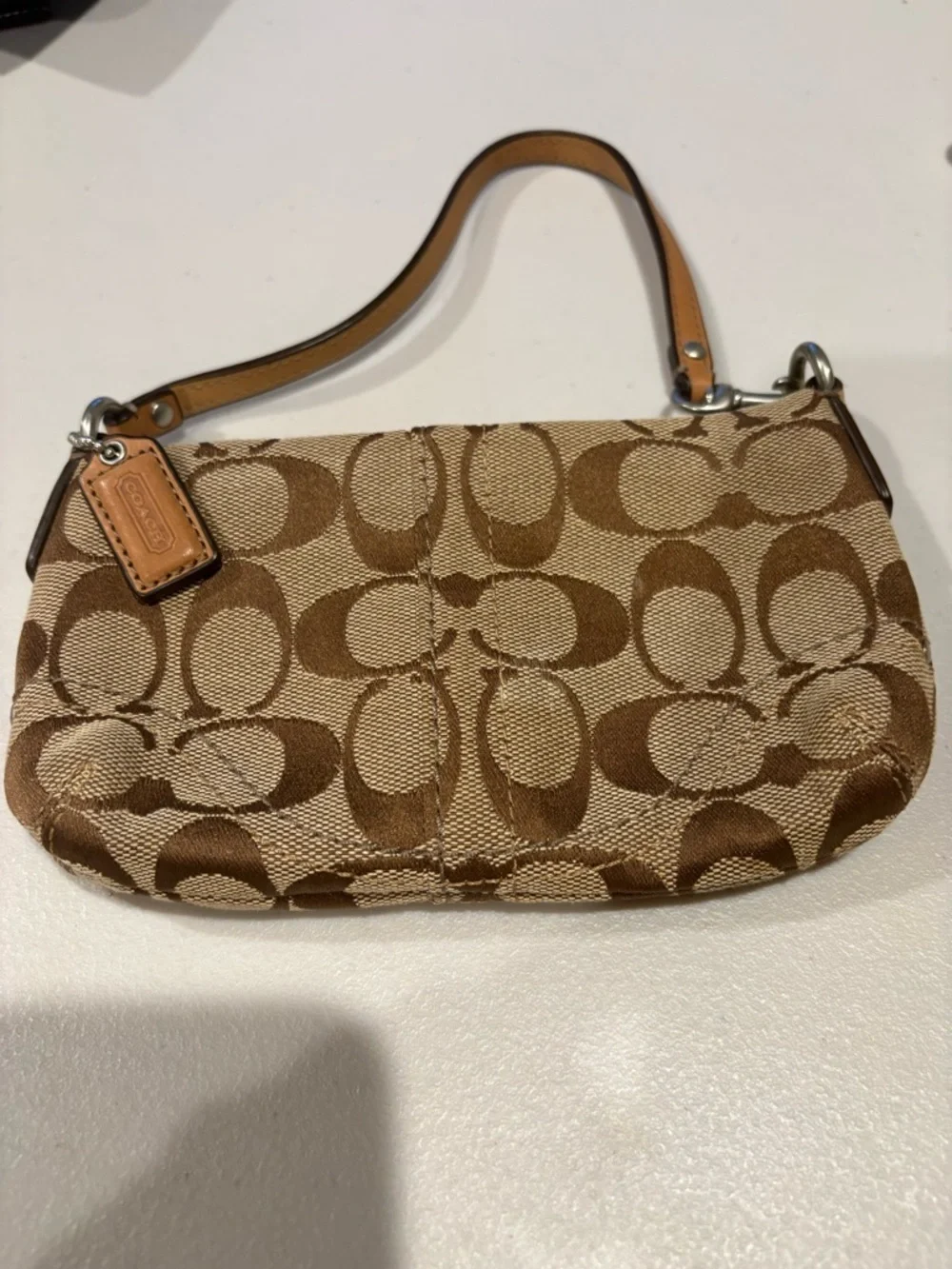 Coach - Vintage Signature Demi Pouch, Wristlet, purse. Brown.  Monogram Canvas